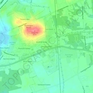 Delancy Village topographic map, elevation, terrain