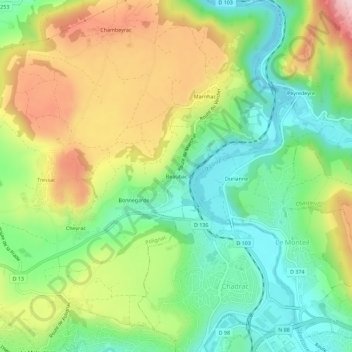 Beaubac topographic map, elevation, terrain
