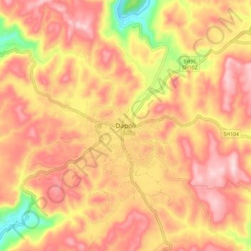 Dapoli topographic map, elevation, terrain