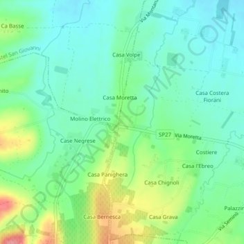 Moretta topographic map, elevation, terrain