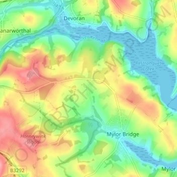 Angarrick topographic map, elevation, terrain