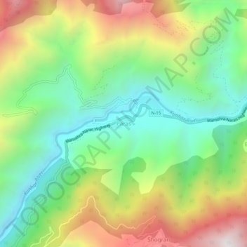 Paras topographic map, elevation, terrain