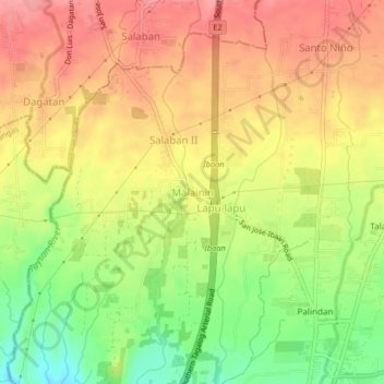 Malainin topographic map, elevation, terrain