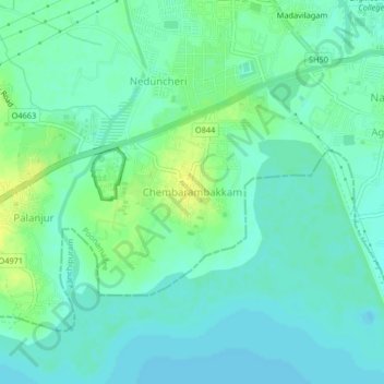 Chembarambakkam topographic map, elevation, terrain