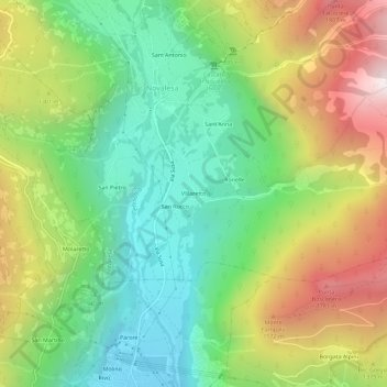 Villaretto topographic map, elevation, terrain