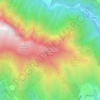 Montenero topographic map, elevation, terrain