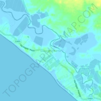 Data de Villamil topographic map, elevation, terrain