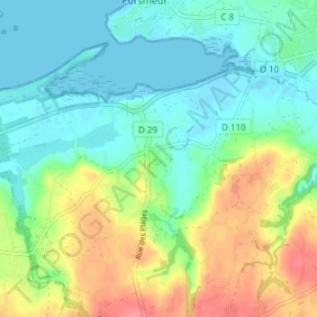 Kerléa topographic map, elevation, terrain