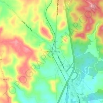 Leitchfield Crossing topographic map, elevation, terrain