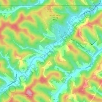 Wana topographic map, elevation, terrain