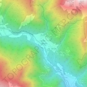 Villaretto topographic map, elevation, terrain