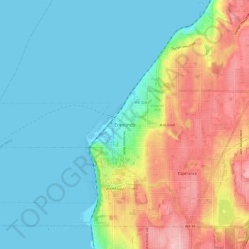 Edmonds topographic map, elevation, terrain