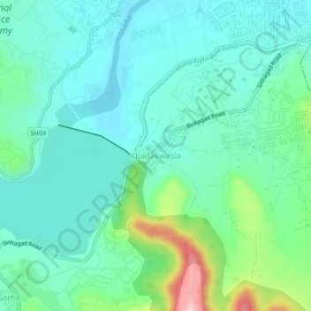 Khadakwasla topographic map, elevation, terrain