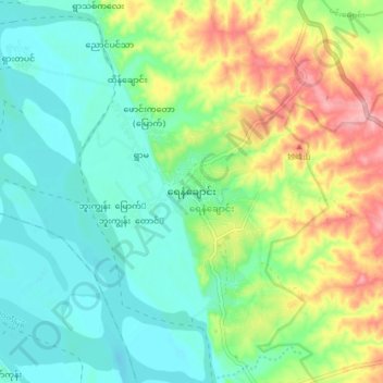 Yenangyaung topographic map, elevation, terrain
