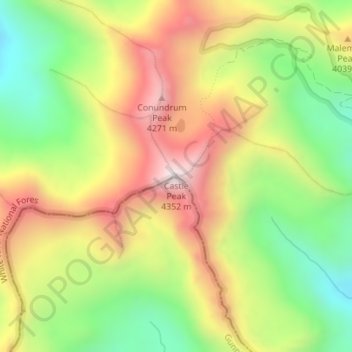 Castle Peak topographic map, elevation, terrain