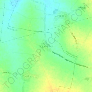 Gujjarlapudi topographic map, elevation, terrain
