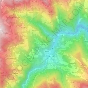 Roncombrellaro topographic map, elevation, terrain