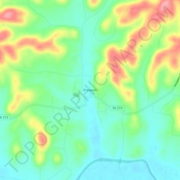 Prospect topographic map, elevation, terrain