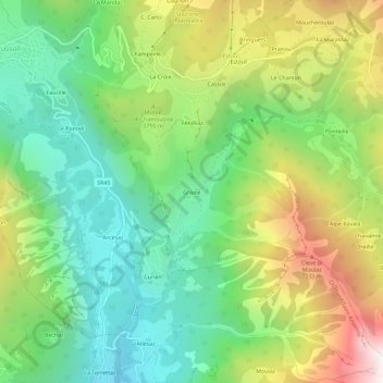 Graine topographic map, elevation, terrain
