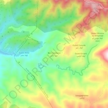Beni Habbane topographic map, elevation, terrain