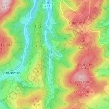 Untervalme topographic map, elevation, terrain