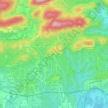 Oltrerugo topographic map, elevation, terrain