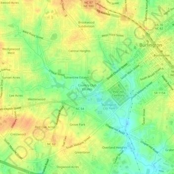 Country Club Estates topographic map, elevation, terrain