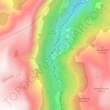 Berekvam topographic map, elevation, terrain