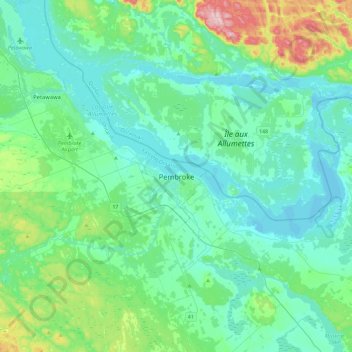 Pembroke topographic map, elevation, terrain