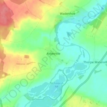 Aldwincle topographic map, elevation, terrain