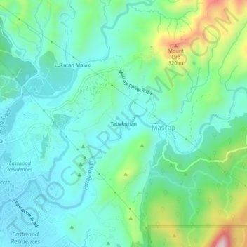Tabakuhan topographic map, elevation, terrain