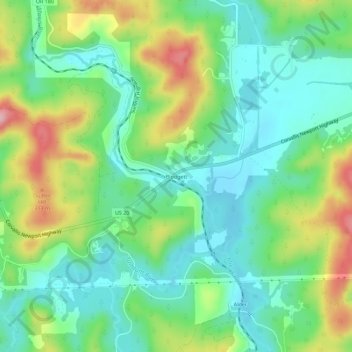 Blodgett topographic map, elevation, terrain