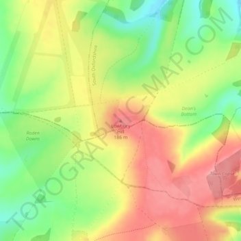 Lowbury Hill topographic map, elevation, terrain