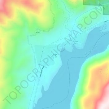 Cougar topographic map, elevation, terrain