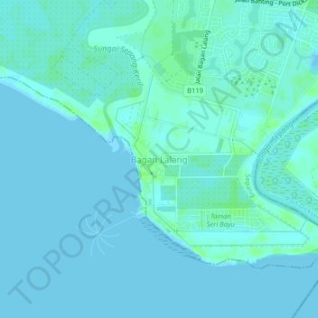 Bagan Lalang topographic map, elevation, terrain