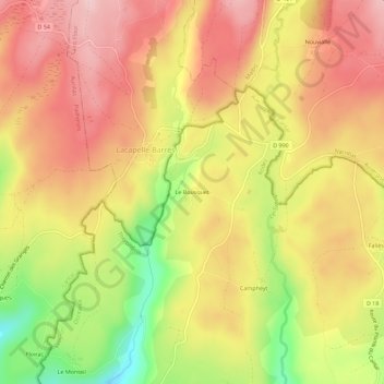 Le Bousquet topographic map, elevation, terrain