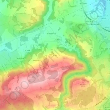 Ristle topographic map, elevation, terrain