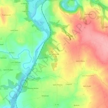 Kermorheven topographic map, elevation, terrain