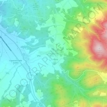 Pievescola topographic map, elevation, terrain