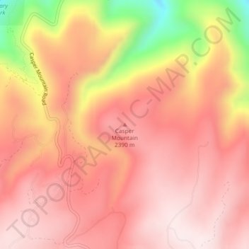 Casper Mountain topographic map, elevation, terrain