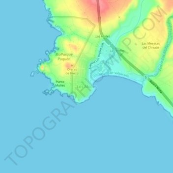 Los Molles topographic map, elevation, terrain