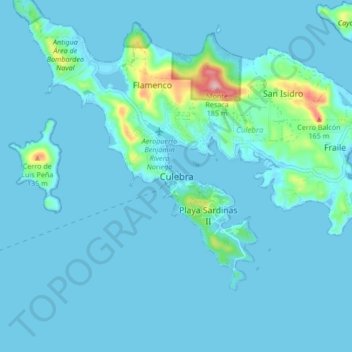 Culebra topographic map, elevation, terrain