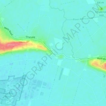 Panborough topographic map, elevation, terrain