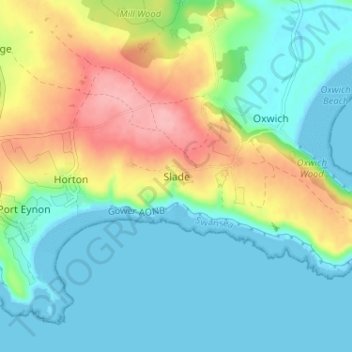 Slade topographic map, elevation, terrain