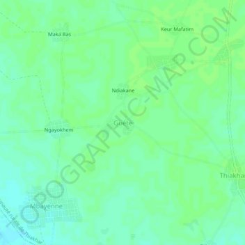 Guète topographic map, elevation, terrain