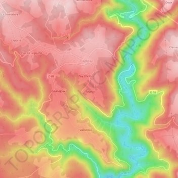 Saumon topographic map, elevation, terrain
