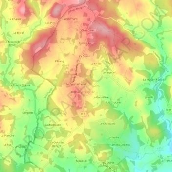 Le Mas topographic map, elevation, terrain