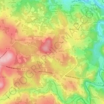 Le Pin topographic map, elevation, terrain