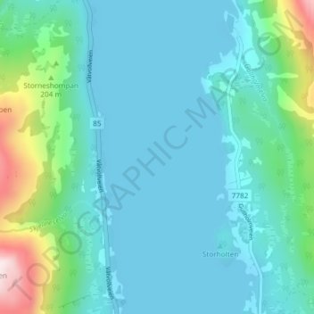 Gullesfjorden topographic map, elevation, terrain