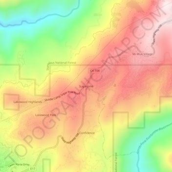 Sugarpine topographic map, elevation, terrain